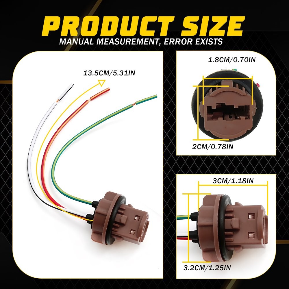 Universal Wire Female Socket Two Pigtail 7443 Harness Brake Stop Replace Tail
