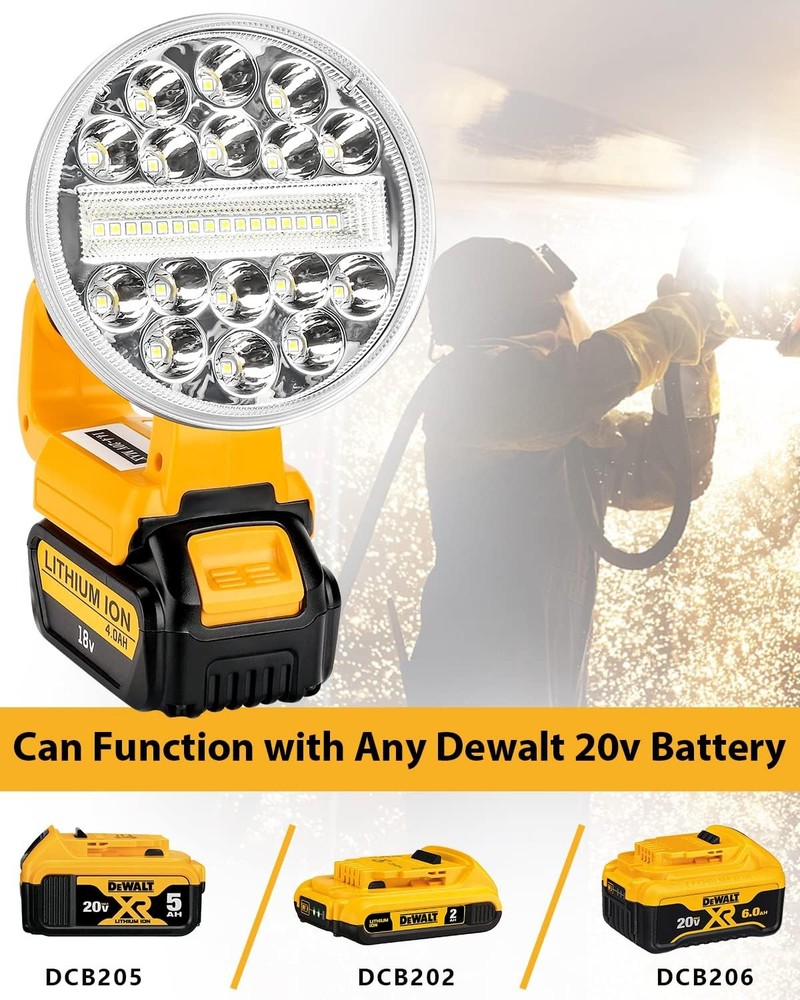 30W 2000LM Rechargeable Flashlight LED Work Light for DEWALT 20V MAX Batteries