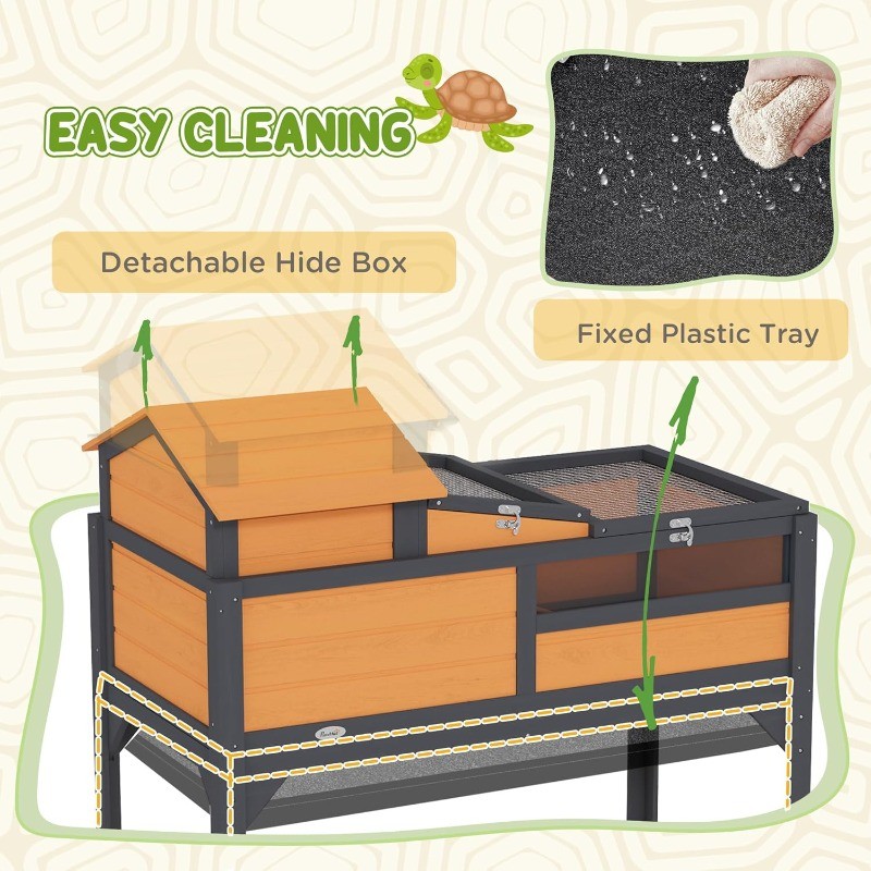 Tortoise Habitat with Adjustable Lamp Holder 2 Layer Enclosure Openable Lid
