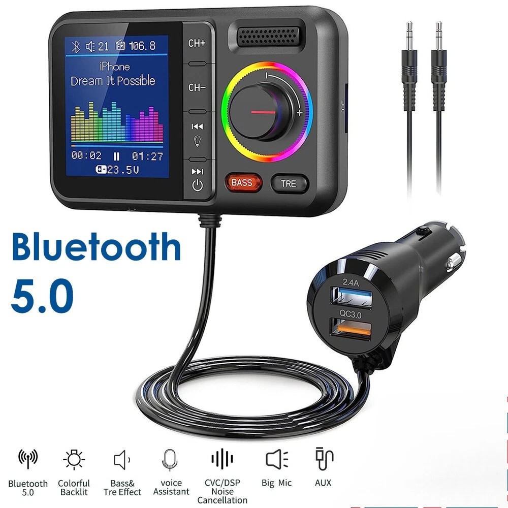 Car FM Wireless Bluetooth Transmitter MP3 Player USB Fast Charger Adapter Tool