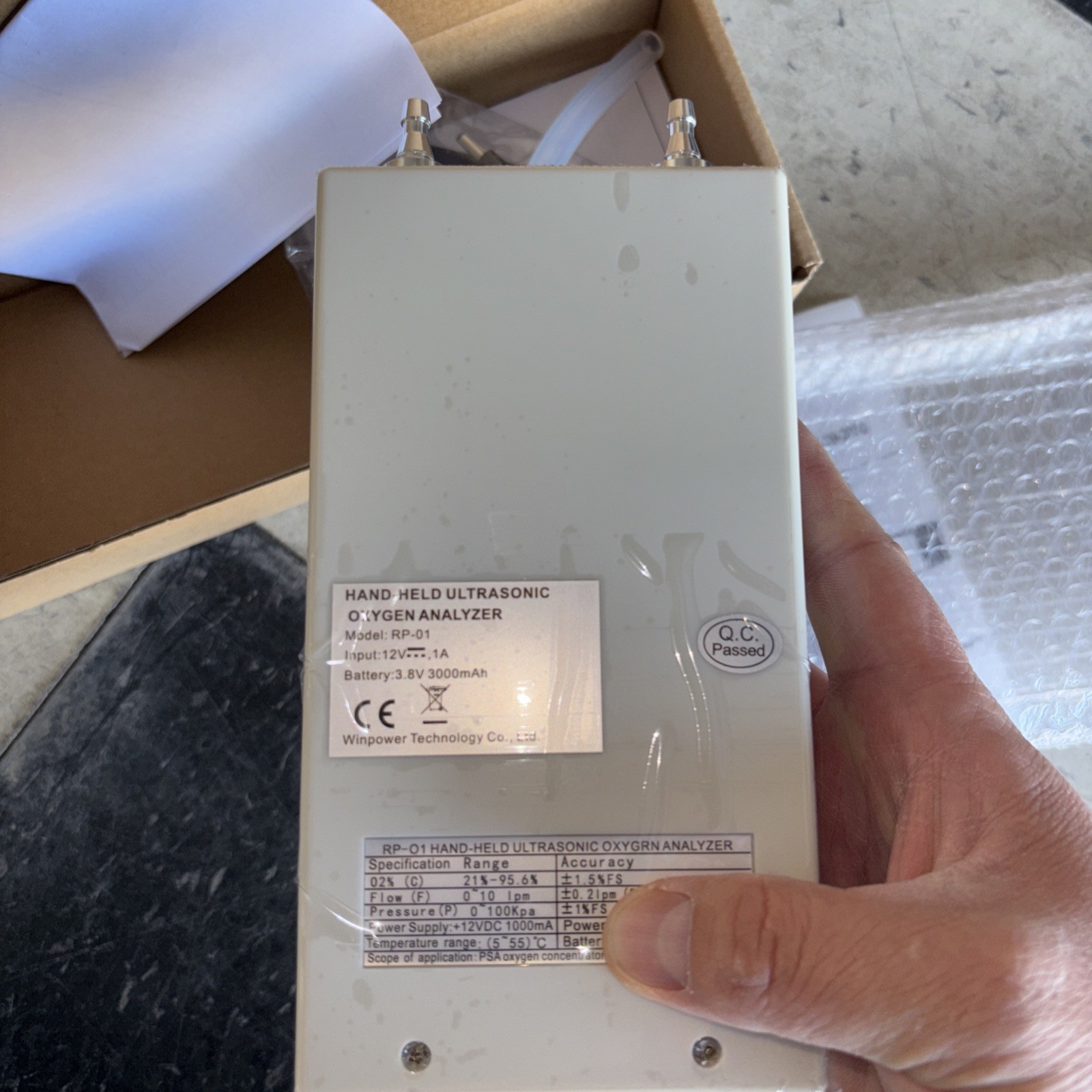 Ultrasonic Oxygen Meter O2 Flow Pressure Digital Readout Oxygen Analyzer