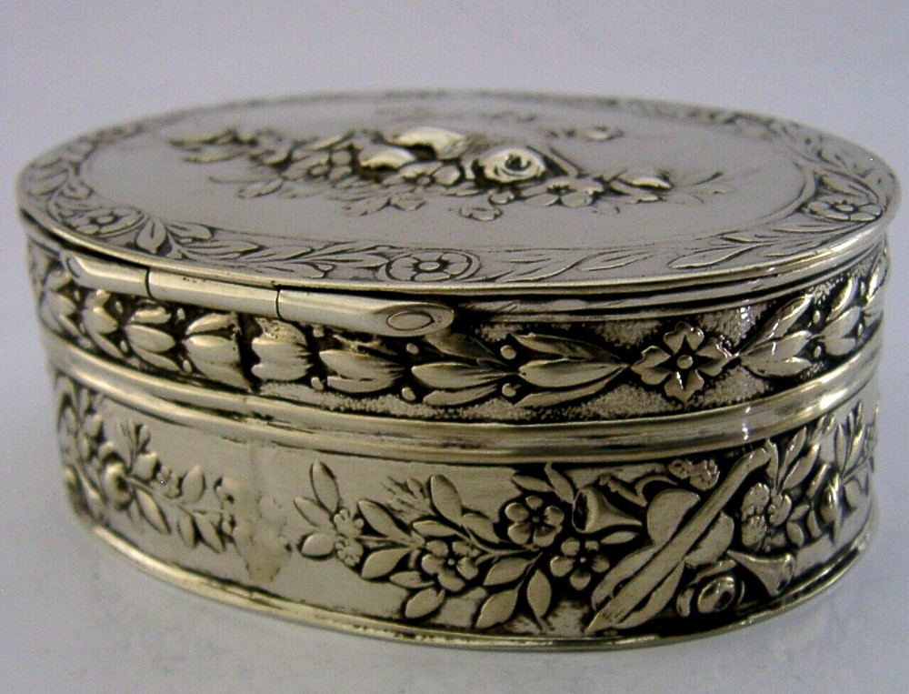 PRETTY 66g GERMAN HANAU SOLID SILVER TABLE BOX c1910 ANTIQUE FLOWER BASKET