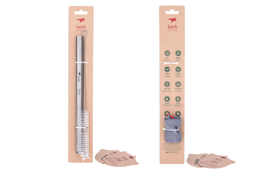 Keith Titanium Ti3702 Jumbo Straw (Custom Brush and Pouch Included)