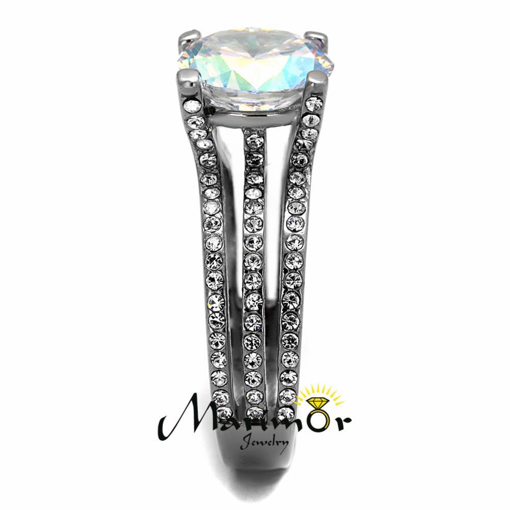 4.41Ct Stunning Cubic Zirconia Stainless Steel Engagement Ring Women's Size 5-10