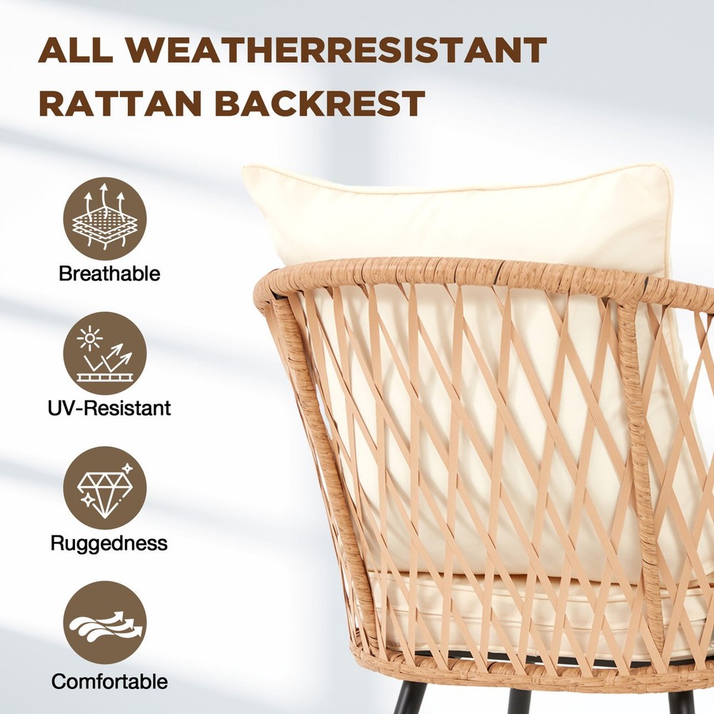 6 Rattan Chairs Outdoor Dining Set Rectangular Table for Garden Poolside