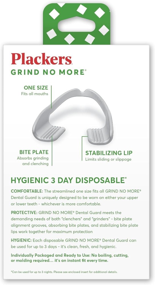 Teeth Grinding Solution: Plackers Grind No More Night Guard, 10 Count, Easy Use