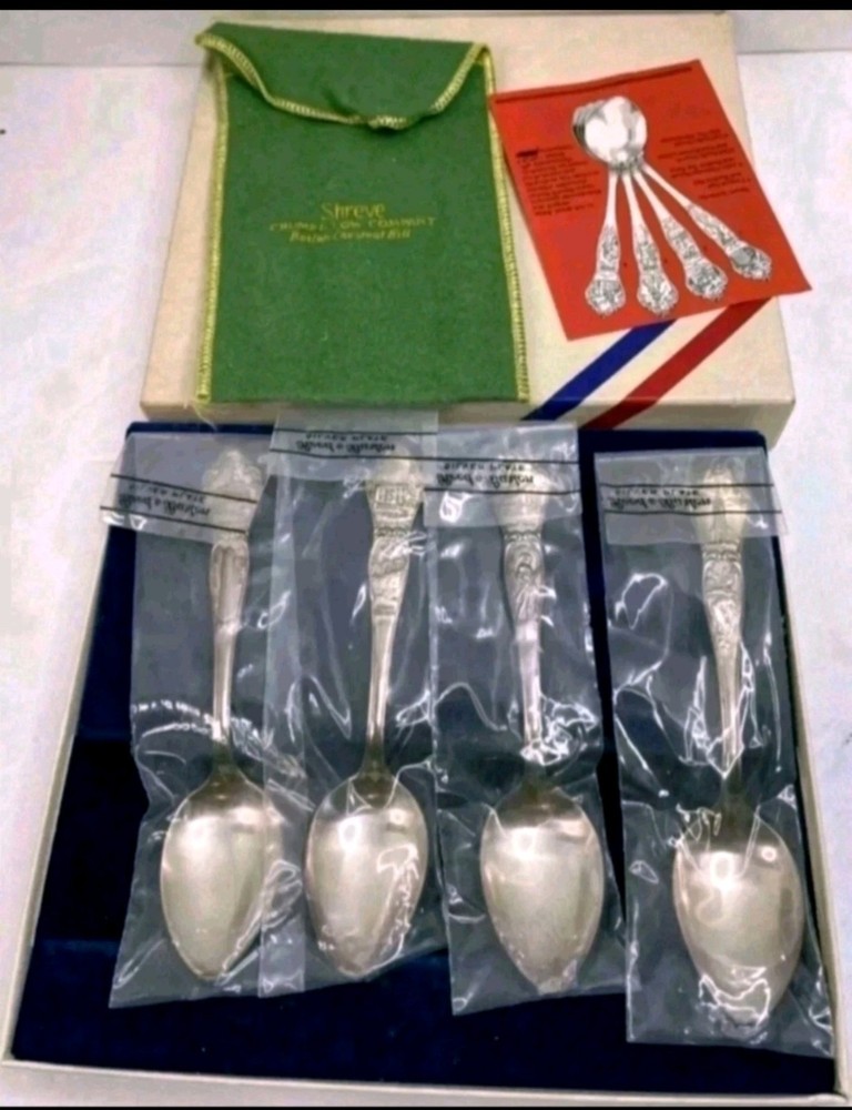 Reed And Barton Silver plate Centennial Commemorative Spoons 4 Pc New Open Box