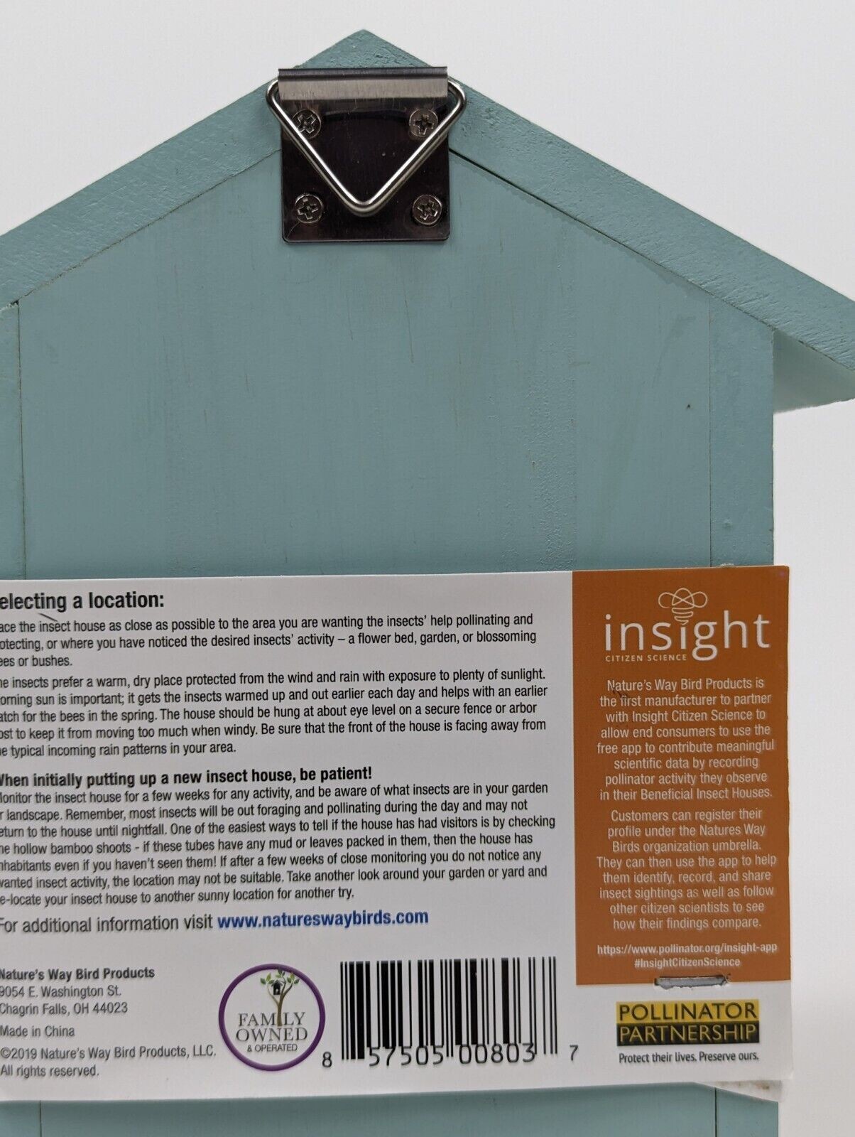 Blue Nature’s Way Better Garden Pollinator Bug Mason Bee House Wooden