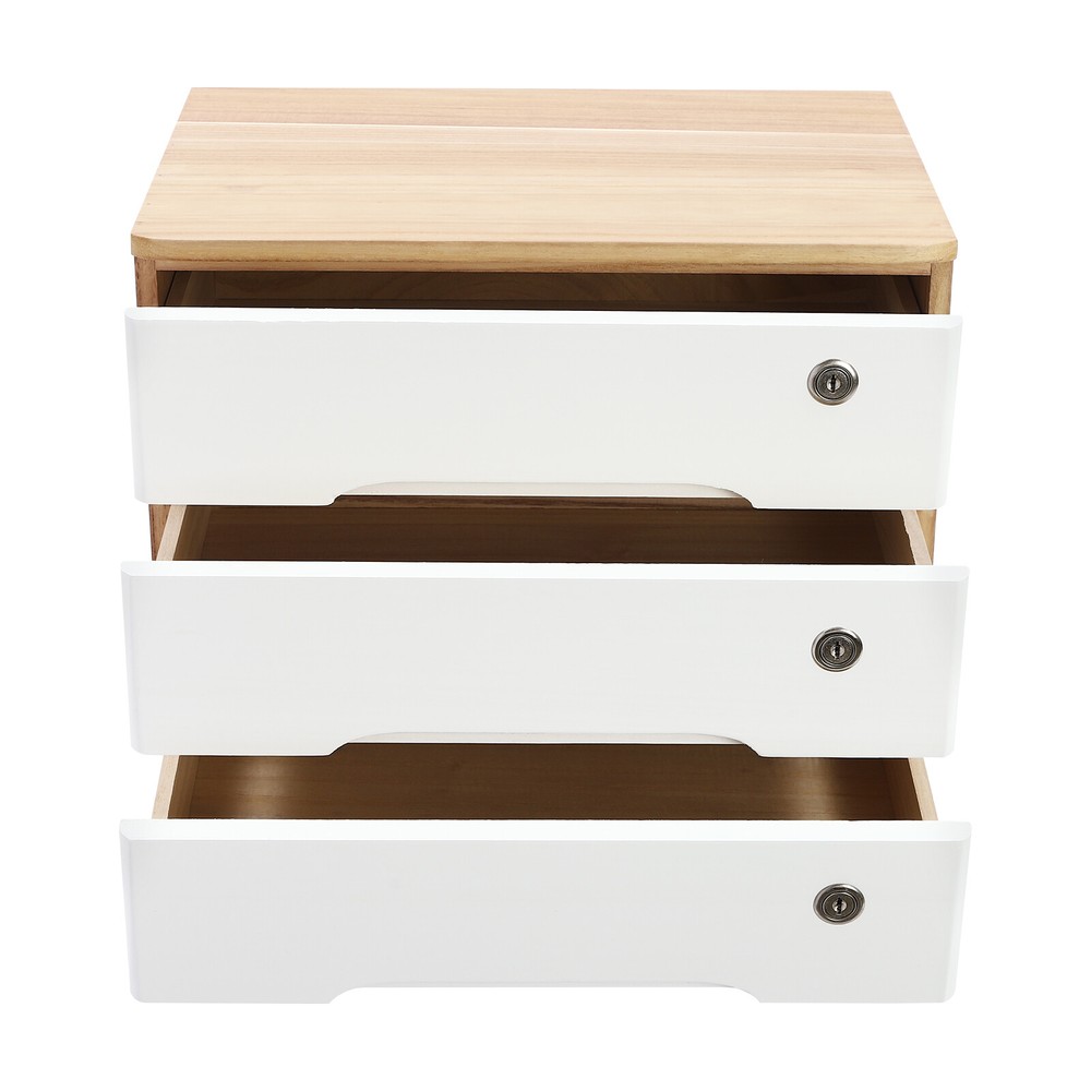 3-Tier Desktop Storage Cabinet Desk Organizer Desktop Storage W/Lockable Drawers