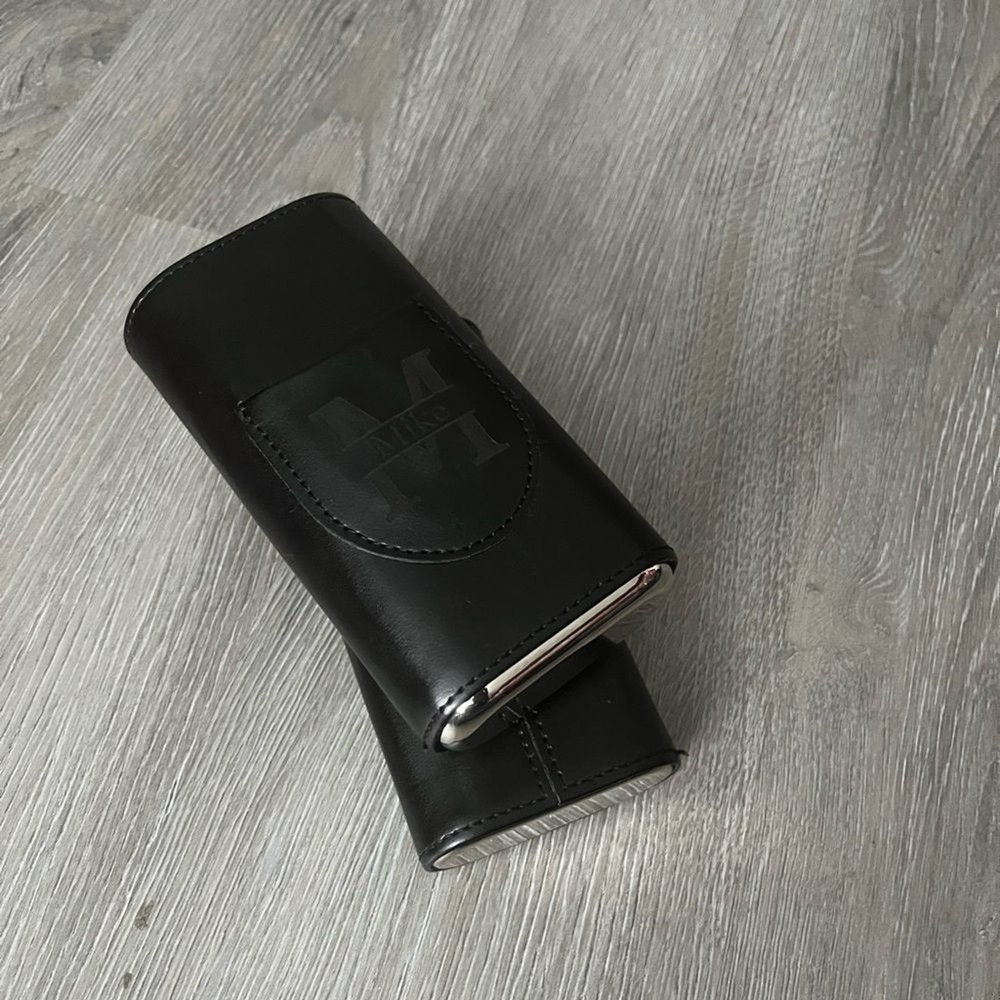 Mike (Personalized) Black Leather Cigar Case