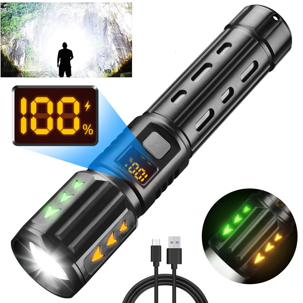 35000000 Lumens Super Bright LED Tactical Flashlight Rechargeable LED Work Light