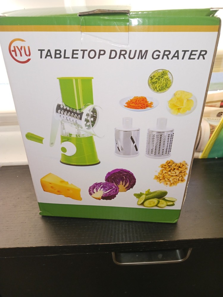 Tabletop Drum Grater, Slicer - Fine Grating, Course Grating, Shredding & Slicing