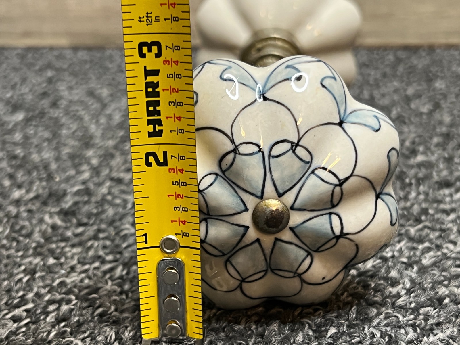 Beautiful Decorative Ceramic Door Knobs Blue & White Hand Painted - Vintage