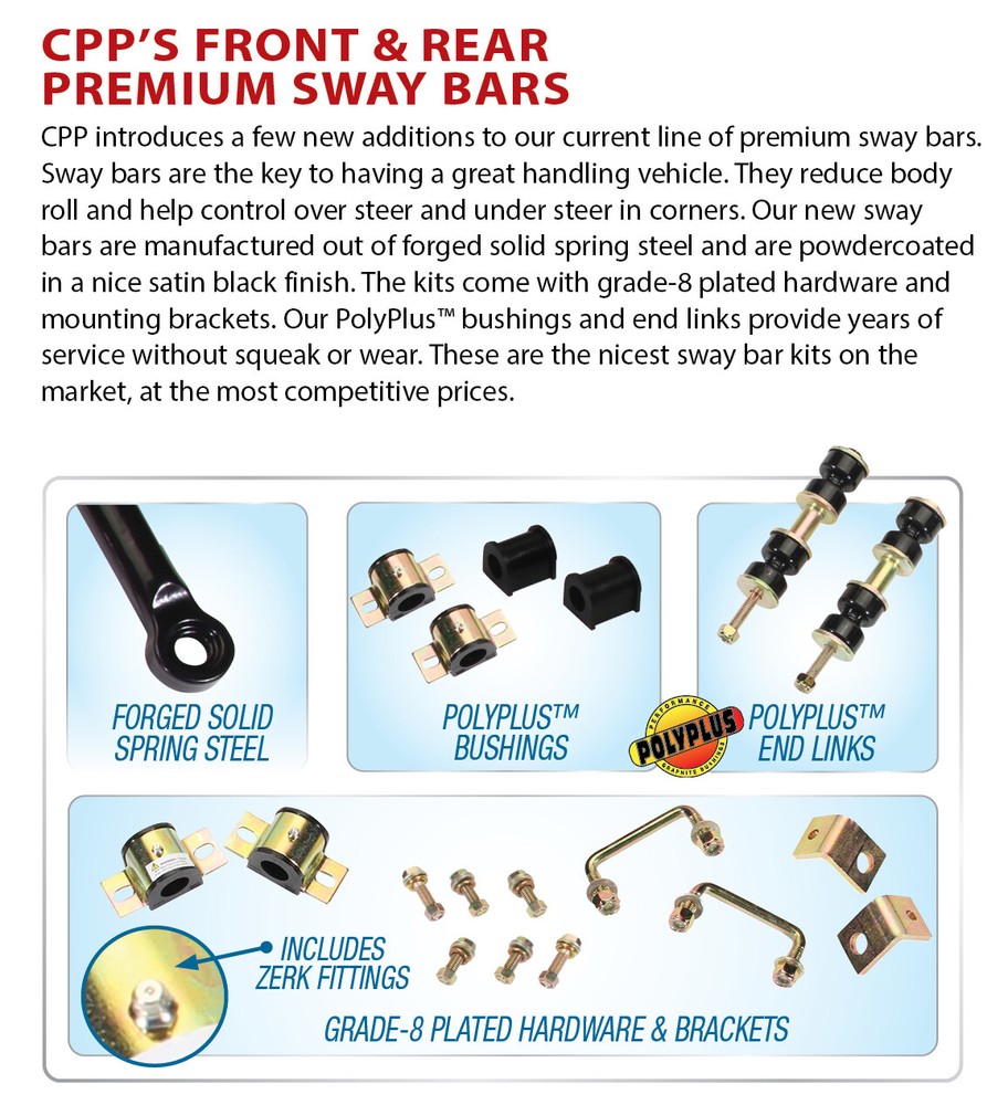 1973-87 Chevy C10 GMC Square body CPP Front 1 1/8" Performance Anti Sway Bar