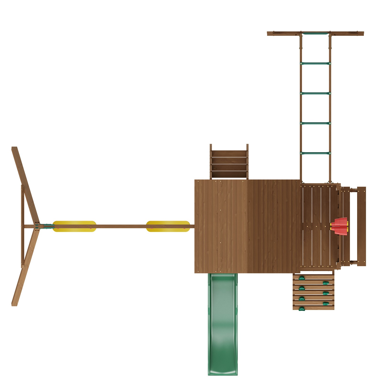 Wooden Swing Set 10 IN 1 Outdoor Playground Sets 6 FT Slide Upper Fort