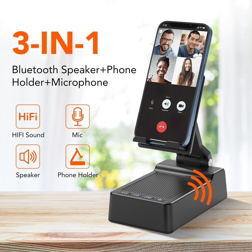 Multifunctional Cell Stand with Wireless Bluetooth Speaker and Anti-Slip Base...