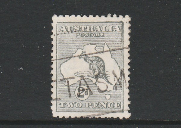 1915 KANGAROO THIRD WATERMARK 2d GREY "SHAVED TOP LEFT CORNER"