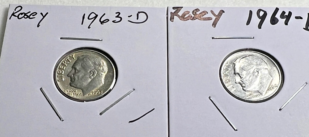 1963d &1964d -  Silver Roosevelt dimes