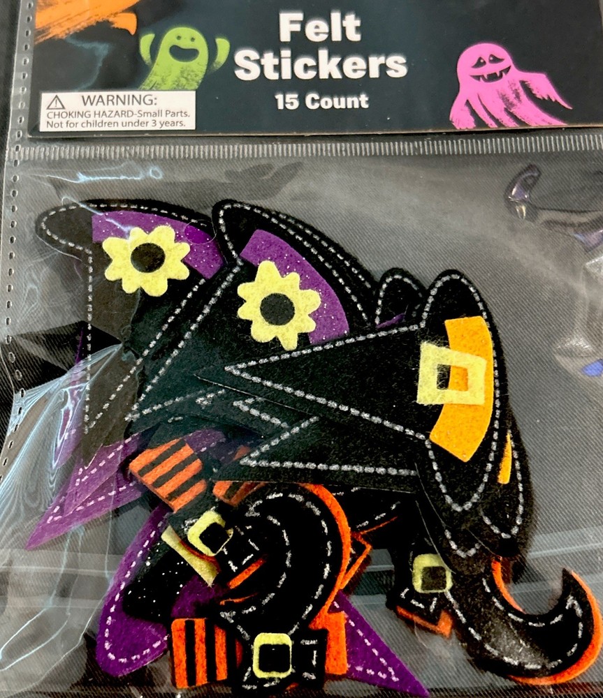 HALLOWEEN Felt Stickers Witch Boot Hat ￼Bat  Pumpkin￼ Ghost