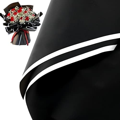 20 Sheets Flower Wrapping Paper Black White