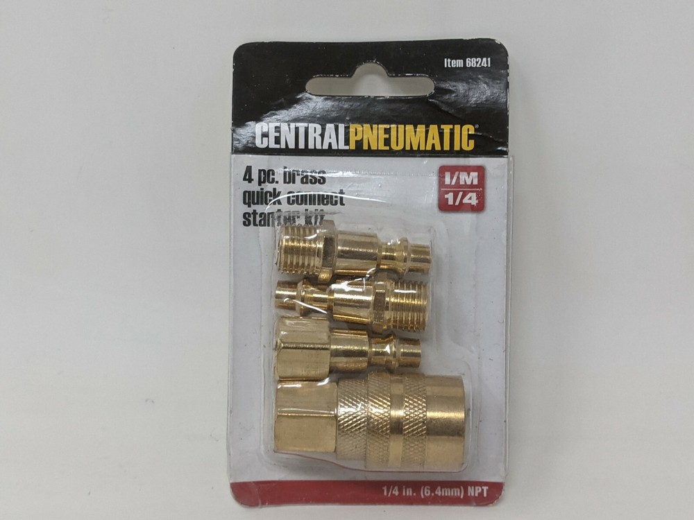 Central Pneumatic Brass Industrial Quick Coupler Set 4 Pc