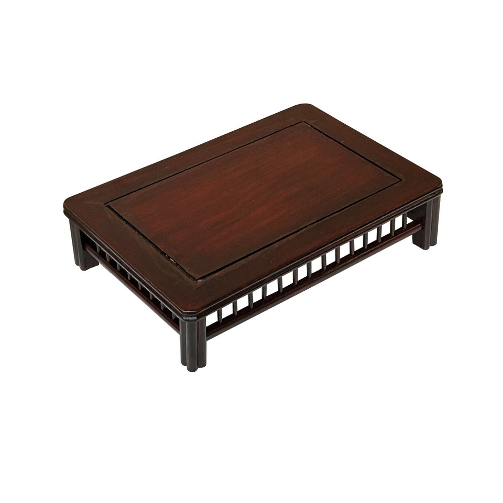 7" Brown Rectangular Simple Bar Pattern Wood Display Stand Riser st1014B