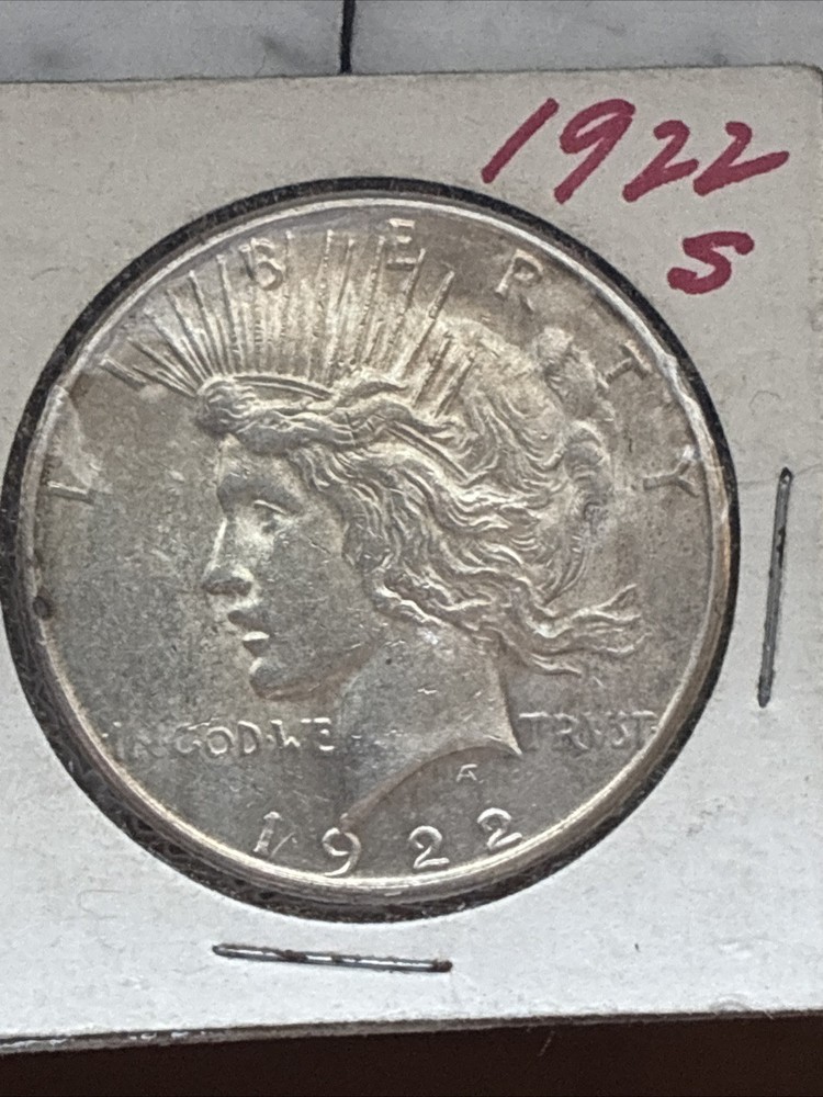 1922-S Peace Dollar DD0 Weak In Motto, Double Strike Eagle Sharp Clean Clear UNC