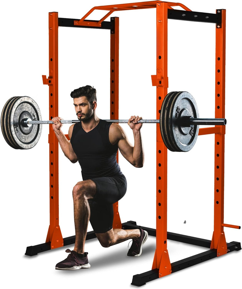 Adjustable Squat Rack Stand - Barbell Rack with Safe Locking System, Landmine At