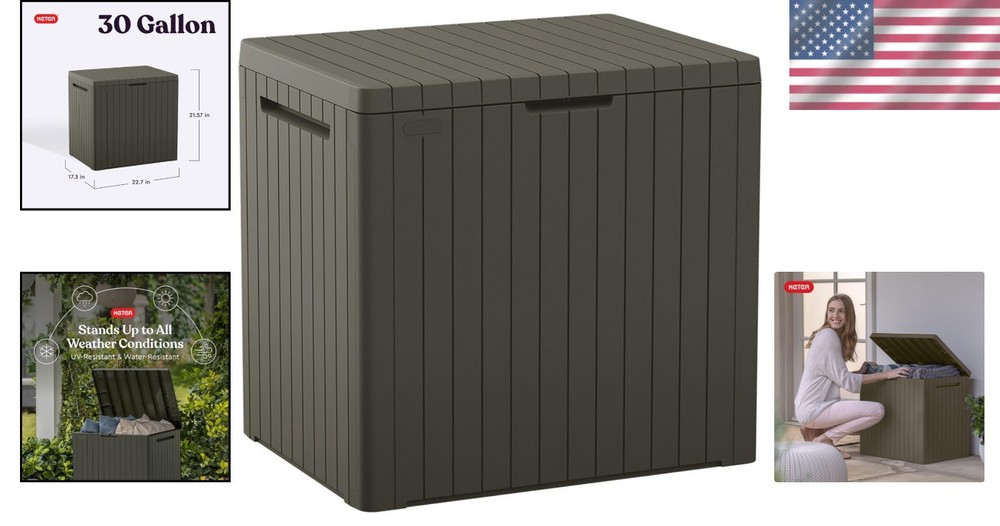 Compact 30 Gallon Resin Storage Box & Modern Patio Table for Outdoor Essentials
