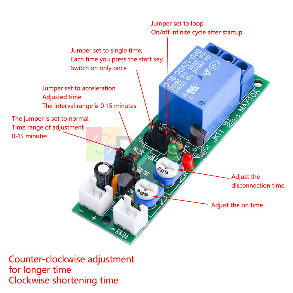 DC 5V 12V 24V Infinite Loop ON OFF Delay Relay Module Cycle Delay Timer Relay