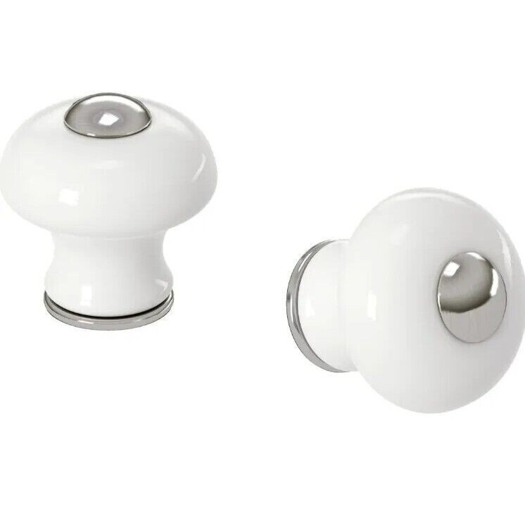 Set of 4 IKEA HISHULT Drawer Knobs Retro White Porcelain 1 3/16" New