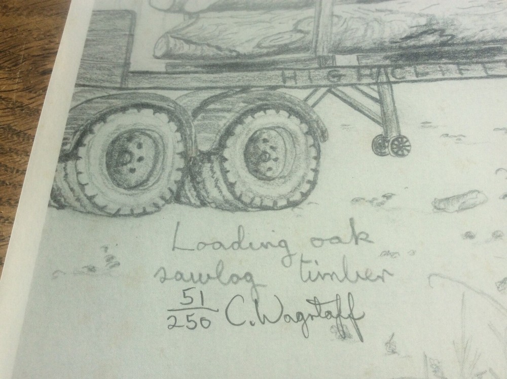 Highcliffe Timber Logging Signed C Wagstaff Countryside Drawing Dated Ltd Ed