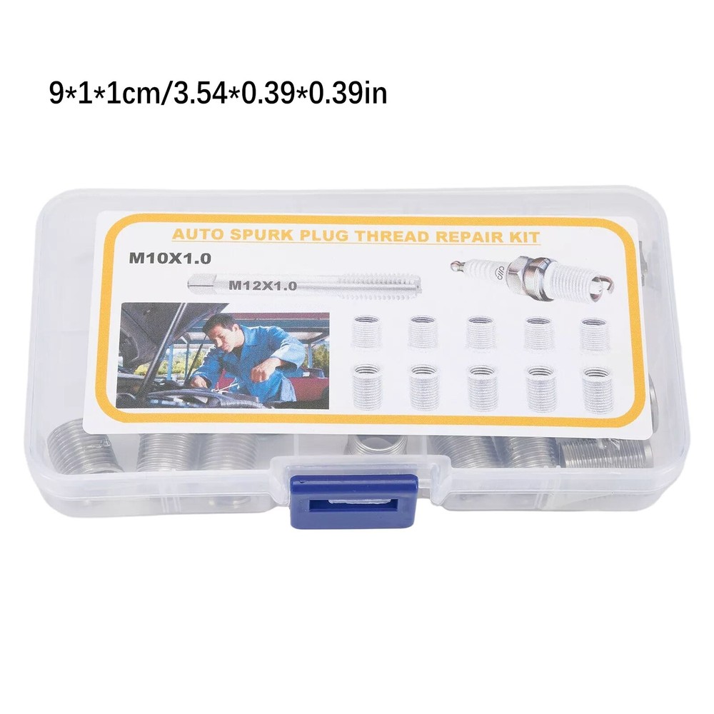 1Set Universal Spark Plug Thread Repair Kit Tool with M10x1.0 Thread Inserts