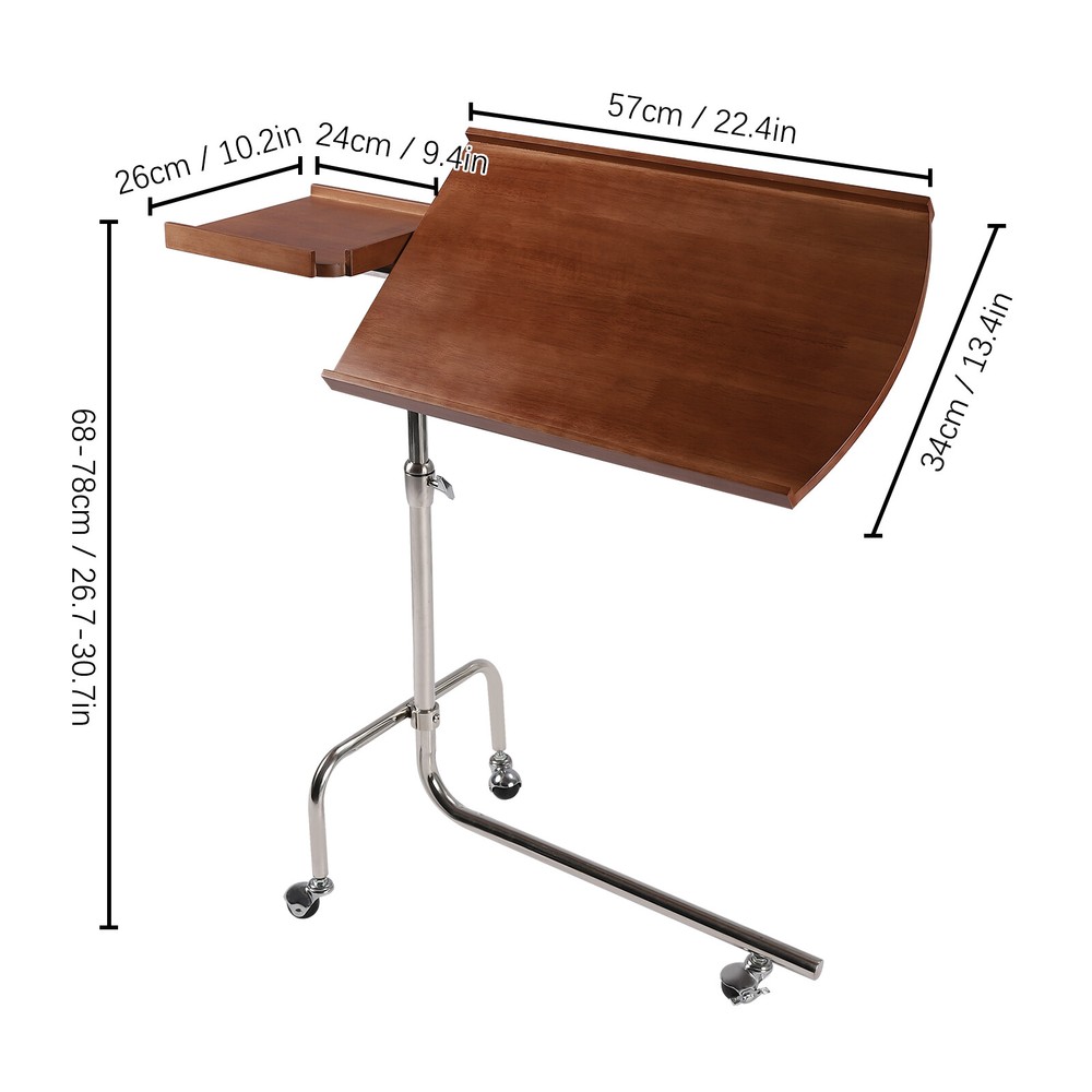Angle Height Adjustable Rolling Laptop Desk Sofa Bed Tray Notebook Table Stand