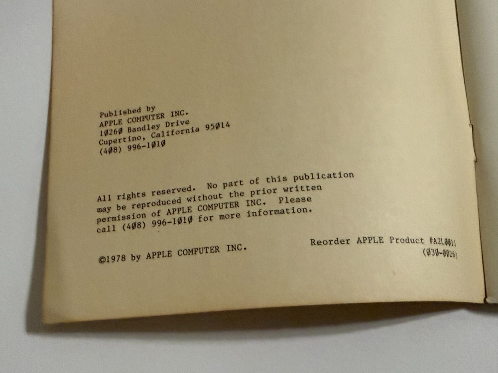 Apple Programmer's Aid #1 Utility Programs Manual - 1978