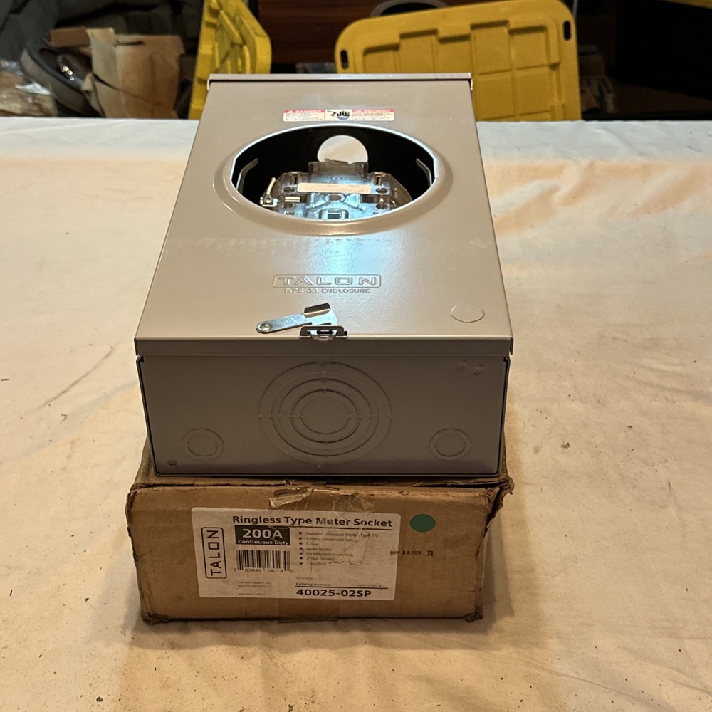 NEW TALON 40407-02SP HQ-7U 200 AMP BYPASS METER BASE/SOCKET 3P/4W 600VAC 3R