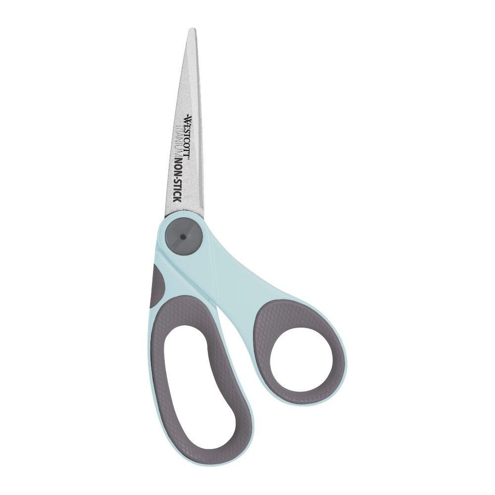 Non-Stick Titanium Crafting Scissors Bent Adjustable Glide Blue for Fabric
