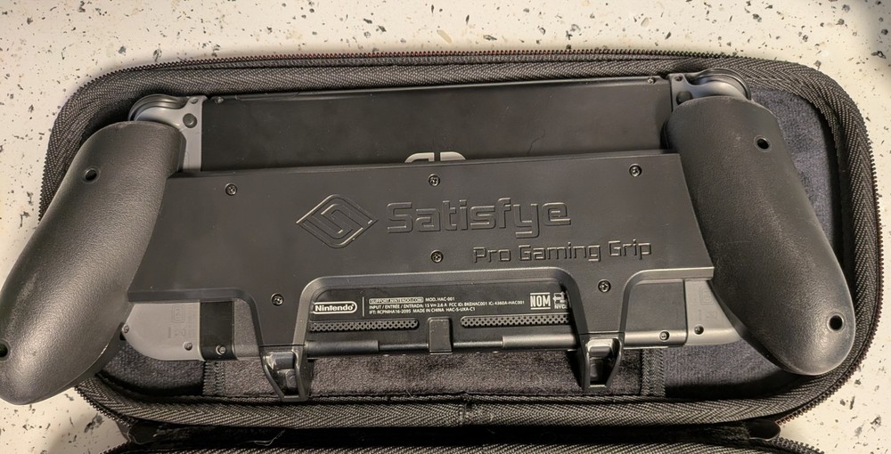 Nintendo Switch V1 Handheld Bundle - Satisfye ZenGrip Pro, Case, Gray Joycons