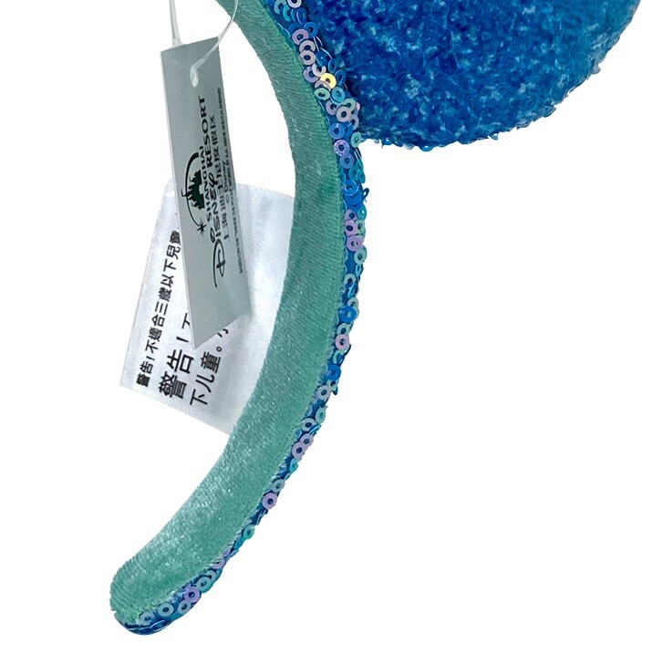 Disney-Parks Blue Aqua Sequin Diamond Minnie Mouse Mickey Ears Headband 2023