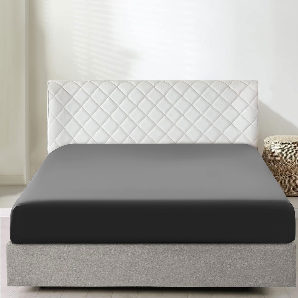 Premium Fitted Sheet Solid Deep Pocket Soft Microfiber Breathable Bottom Sheets