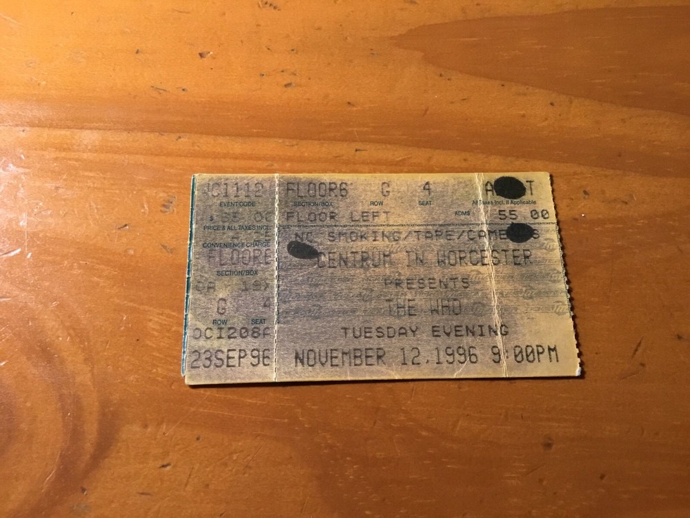 The Who Concert Ticket Stub November 12 1996 Centrum Worcester