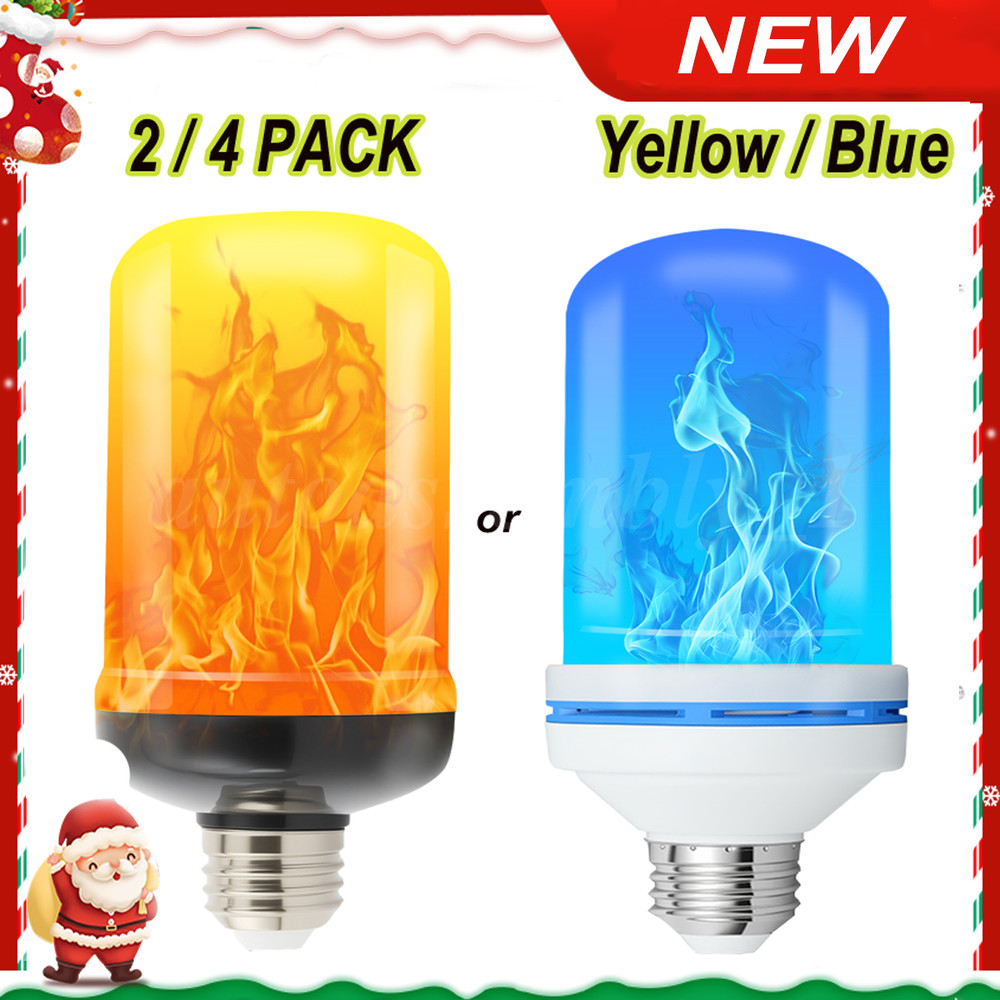 2-4 Pack LED Flame Light Bulbs,4 Flickering Modes with Gravity Sensor E26 Base