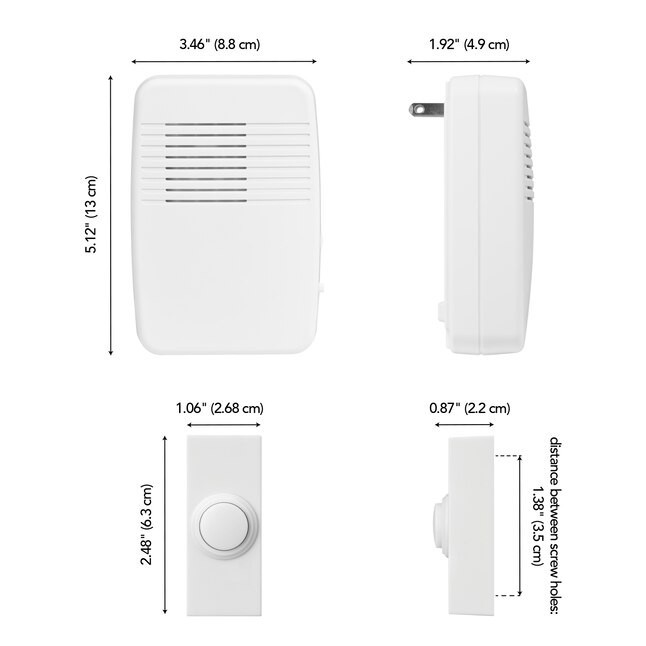 Wireless Doorbell Kit 2 CHIMES plug-in Utilitech EASY INSTALL 2 PACK