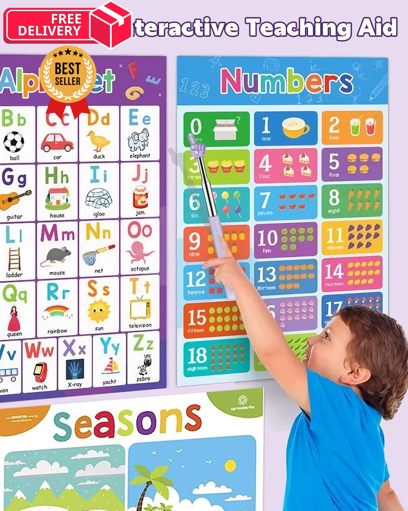 Retractable Teacher Pointer for Classroom Kids Reading, Dumero Black