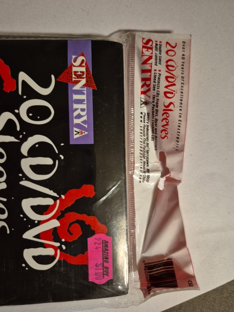 Sentry 20 CD/DVD Sleeves Double Sided Multi Colored Protects CDs