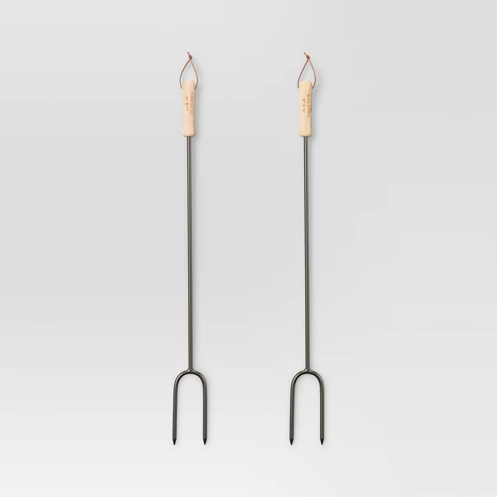 2pc Marshmallow Roasting Log Tong Sticks Black - Threshold