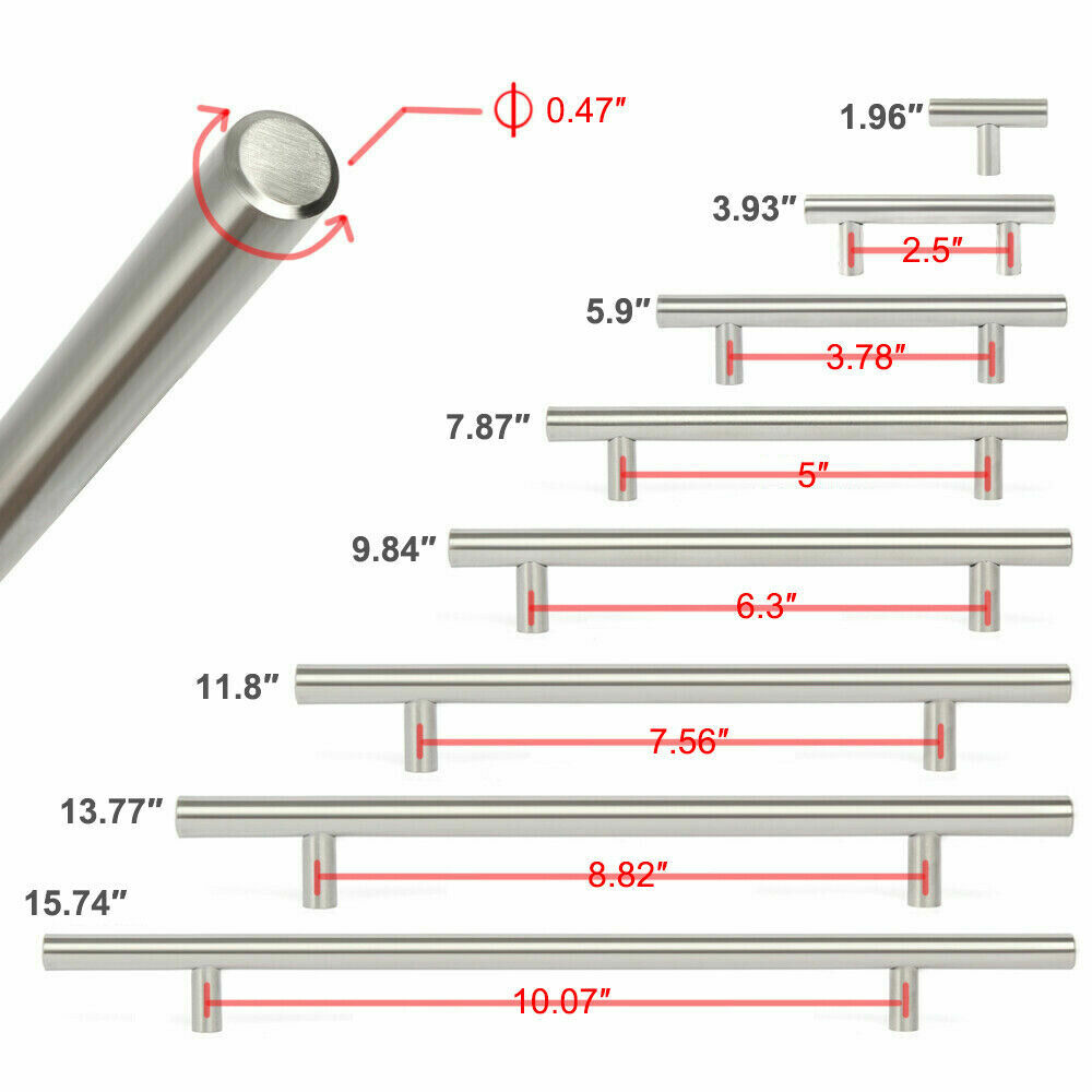 30 PCS 2"-16" Brushed Nickel Cabinet Pulls Stainless Steel Drawer T Bar Handles