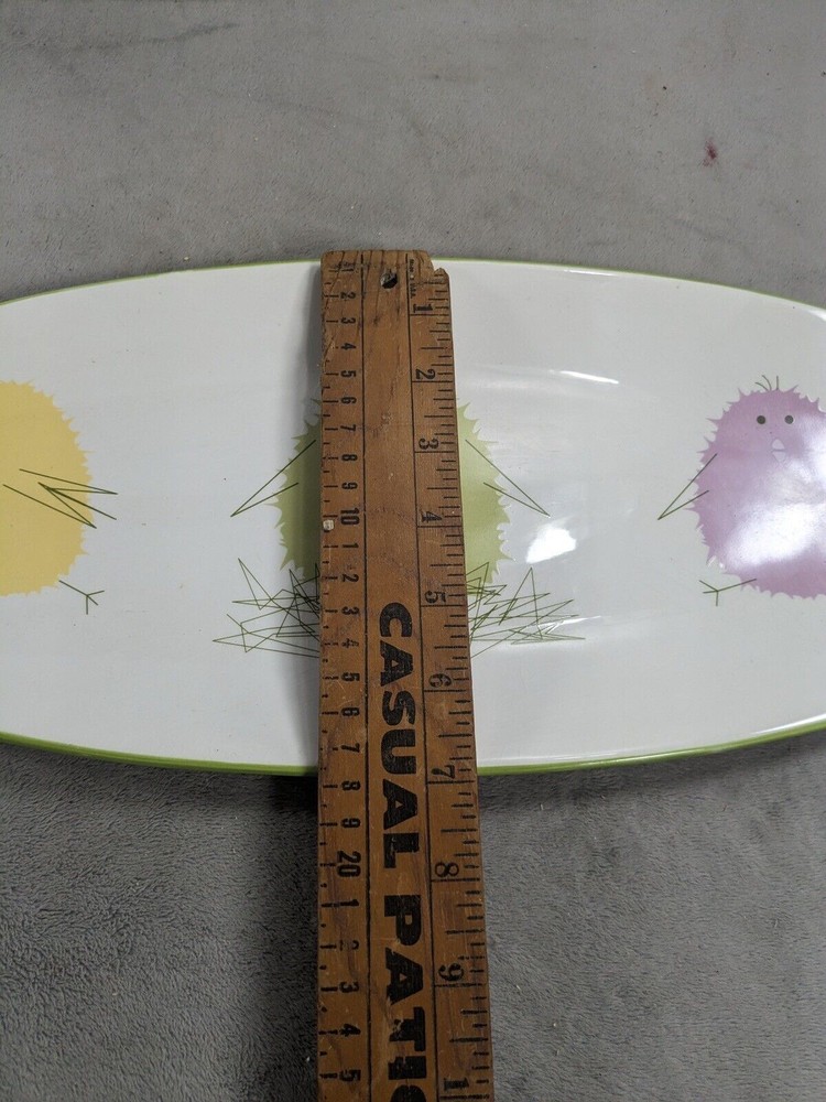 TAG THREE EASTER CHICKS Long Serving PLATE 18” Long