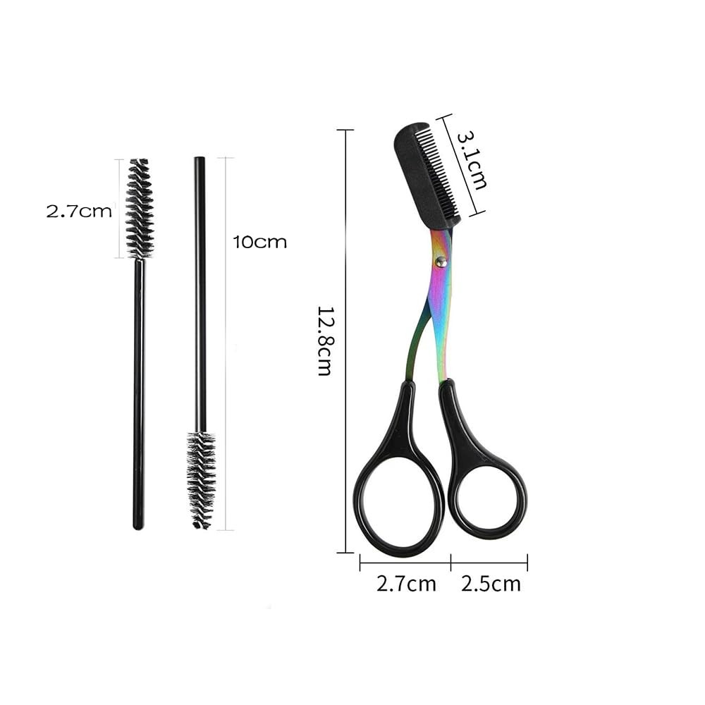 Eyebrow Scissors, Non-Slip Scissors with Comb and Compact, Black