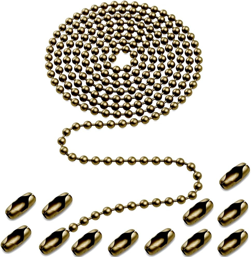 120 Inch Ceiling Fan Pull Chain Extension Bronze 3mm Ball Chain with Connectors